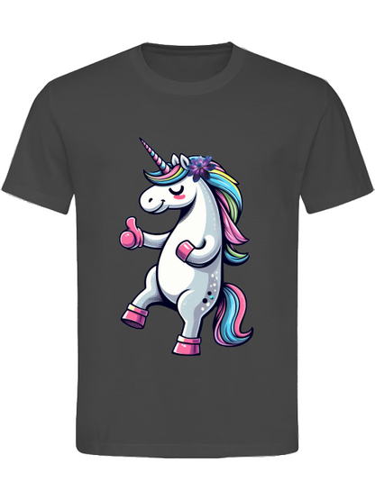 Heavy Cotton T-Shirt Einhorn mit Daumen hoch