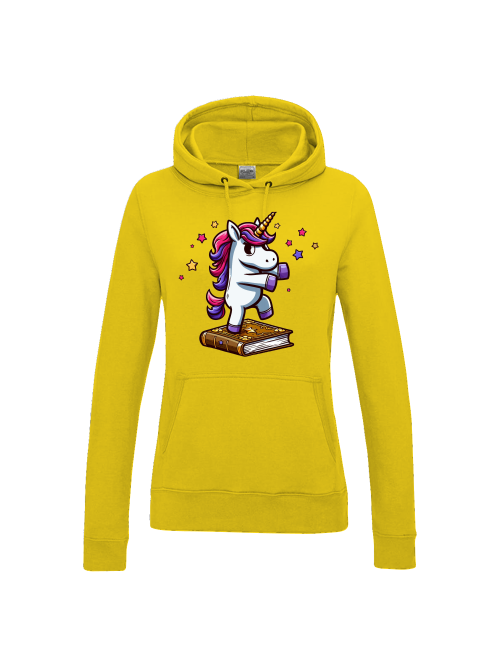 Girlie College Hoodie Einhorn tanzt auf Buch