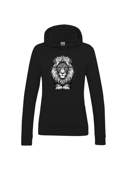 Girlie College Hoodie Mandala Löwenkopf in grau