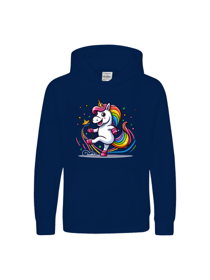 Sudadera con capucha premium para niños El dulce unicornio está bailando