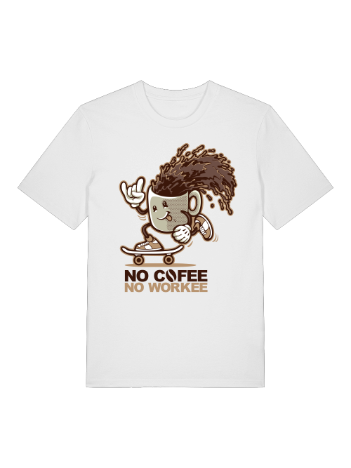 No Cofee No workee Front  - Unisex Erwachsenen Bio Baumwolle Kurzarm Shirt Creator T-Shirt 2.0 ST/ST SH