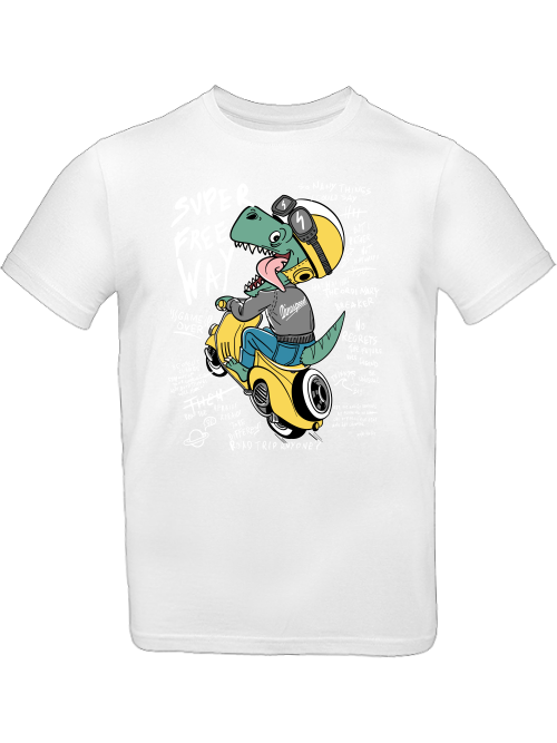 Camiseta Dinospeed de dibujos animados en scooter para niños