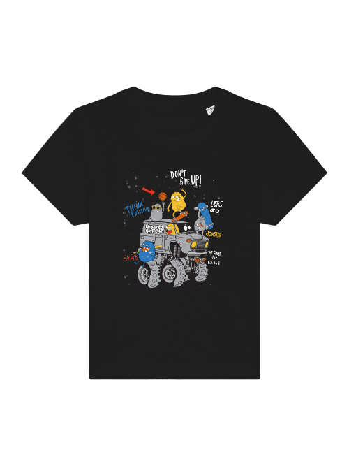 Monster Truck de dibujos animados con amigos - Camiseta Baby Creator