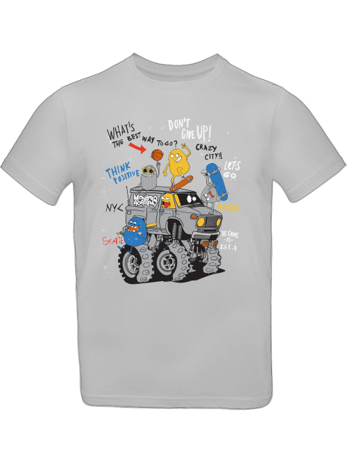 Cartoon Monster Truck with Friends T-Shirt Kids