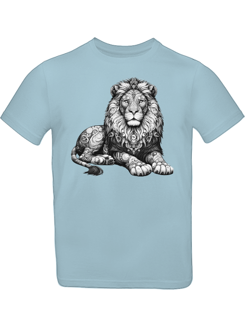 T-shirt kids mandala lion in gray