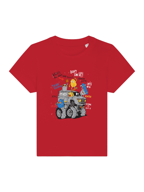 Monster Truck de dibujos animados con amigos - Camiseta Baby Creator