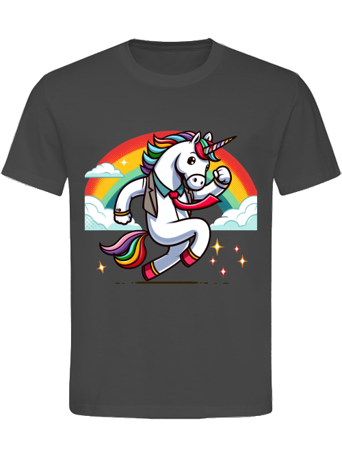 Heavy cotton t-shirt unicorn with rainbow