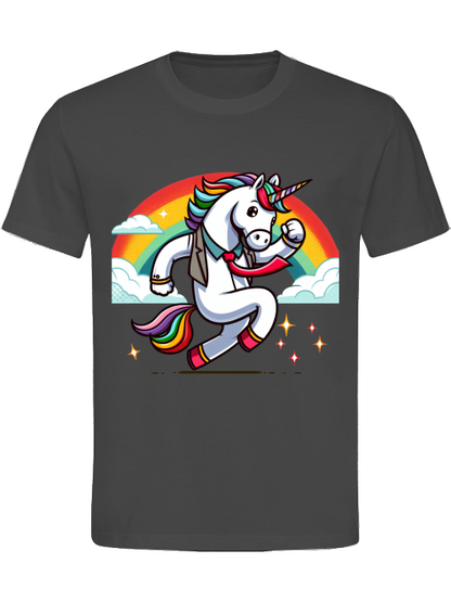 Heavy cotton t-shirt unicorn with rainbow