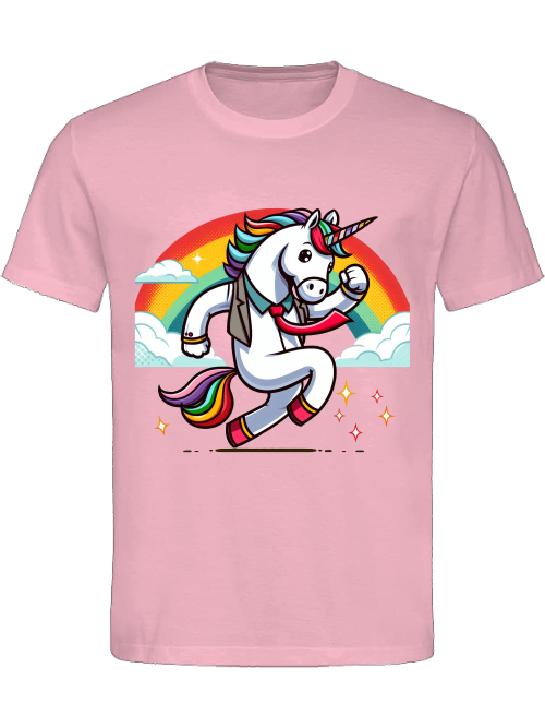 Heavy cotton t-shirt unicorn with rainbow