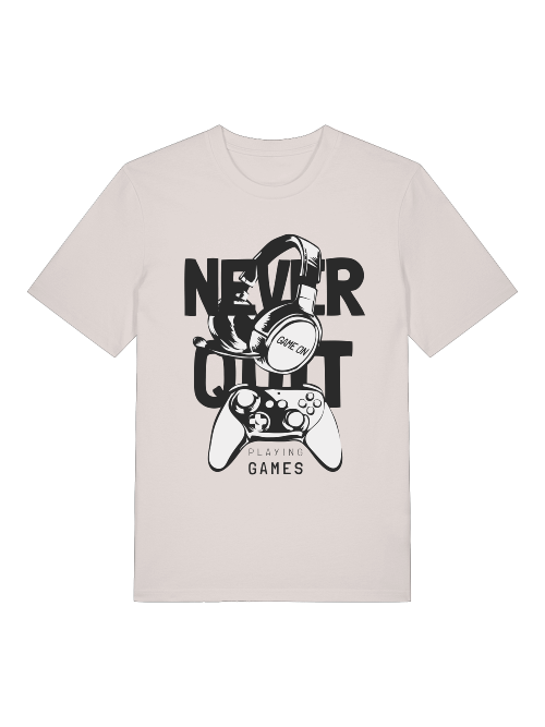 Never Quit Game on Playing Games Front - Unisex Erwachsenen Bio Baumwolle Kurzarm Shirt Creator T-Shirt 2.0 ST/ST SH