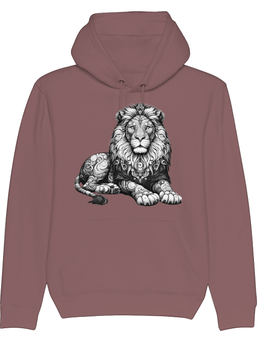 Cruiser hoodie mandala lion in gray