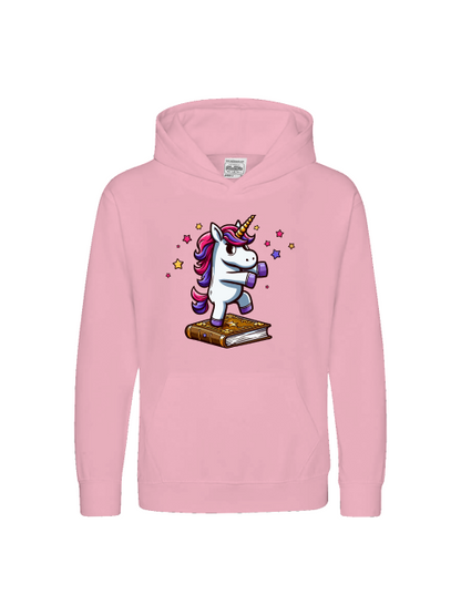 Unicornio bailando sobre un libro - Sudadera con capucha premium para niños SK