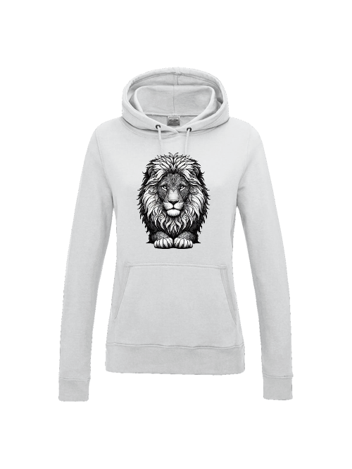 Girlie College Hoodie Mandala Löwenkopf in grau