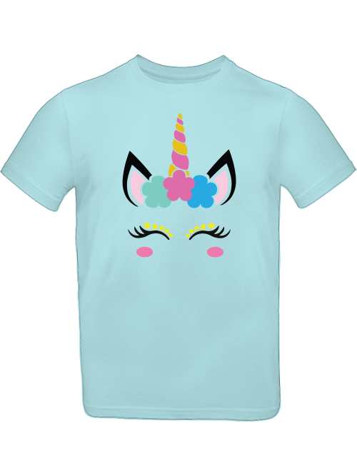 Einhorn Flower and Stars Unicorn Face T-Shirt Kids SK