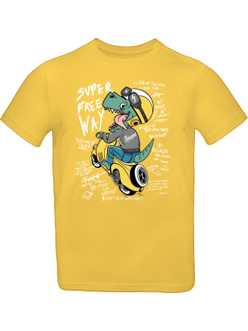 Camiseta Dinospeed de dibujos animados en scooter para niños