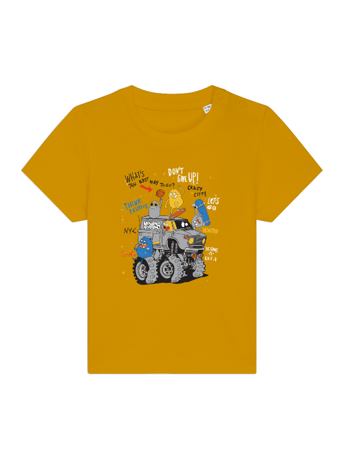 Monster Truck de dibujos animados con amigos - Camiseta Baby Creator