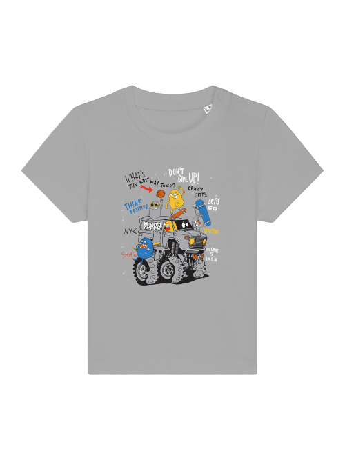 Monster Truck de dibujos animados con amigos - Camiseta Baby Creator