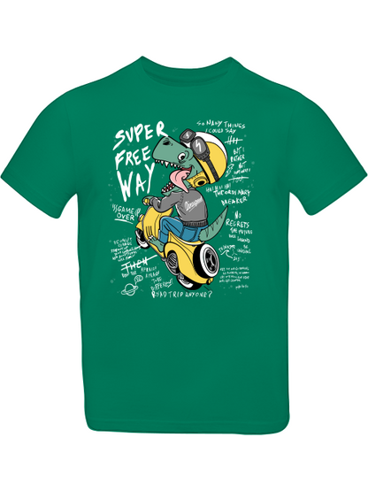 Cartoon Dinospeed auf Motorroller T-Shirt Kids SK