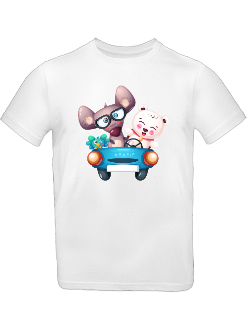 Camiseta de dibujos animados Trio Bird Mouse Bear para niños