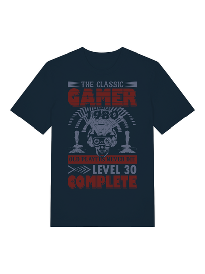The Classic Gamer 1980 Level 30 Front  - Unisex Erwachsenen Bio Baumwolle Kurzarm Shirt Creator T-Shirt 2.0 ST/ST SH