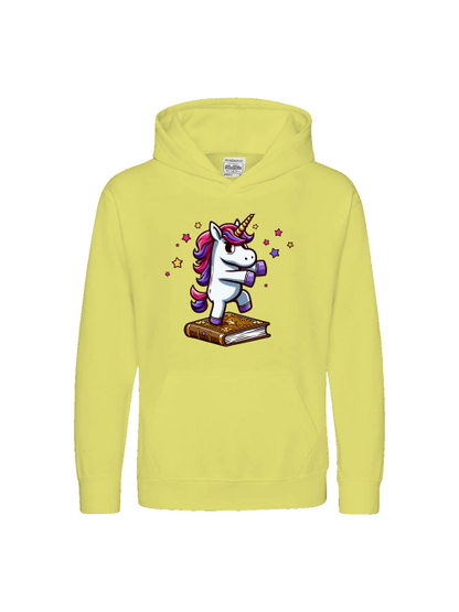 Unicornio bailando sobre un libro - Sudadera con capucha premium para niños SK