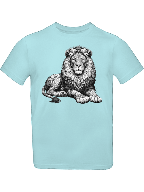 T-shirt kids mandala lion in gray