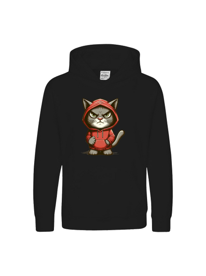 Sudadera con capucha premium para niños Dulce gato sombrío