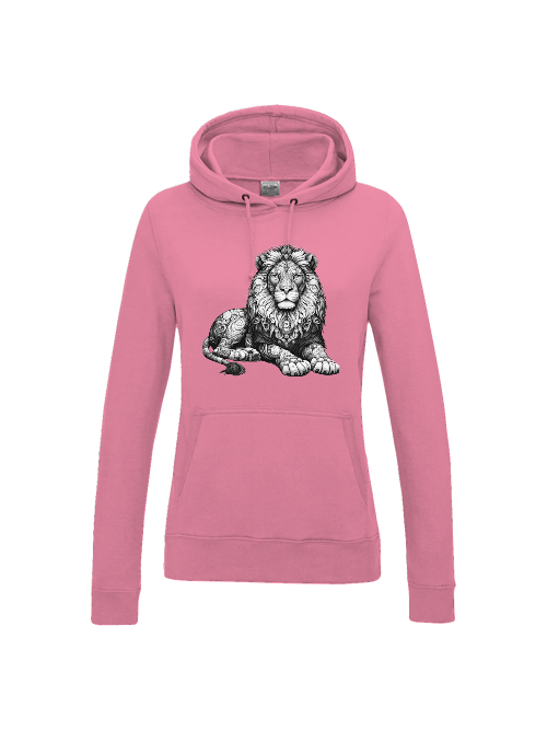 Girlie College Hoodie Mandala Löwe in grau