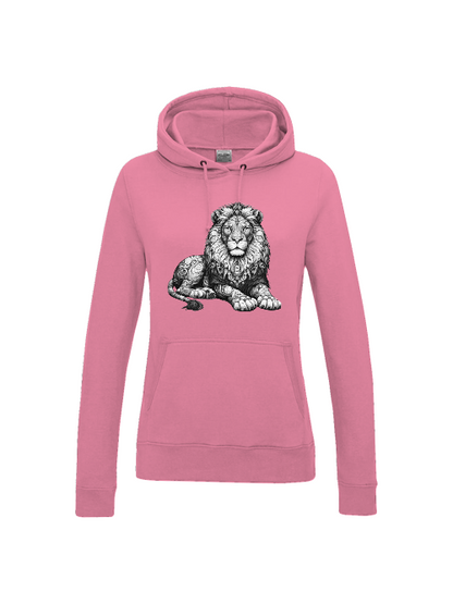 Girlie College Sudadera con capucha Mandala Lion en gris
