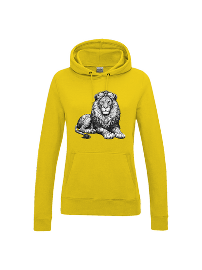 Girlie College Sudadera con capucha Mandala Lion en gris