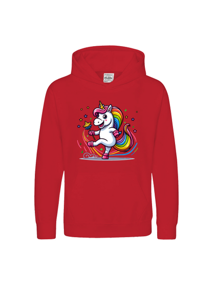 Sudadera con capucha premium para niños El dulce unicornio está bailando