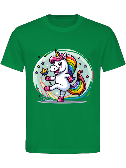 Heavy Cotton T-Shirt Unicorn dancing with bubble