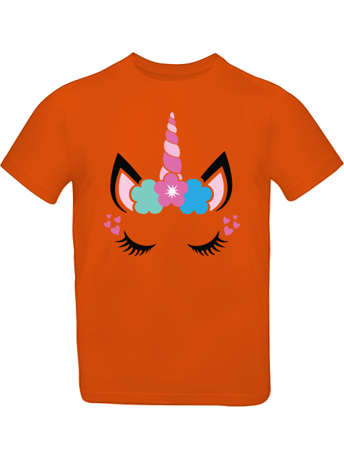 Einhorn Flower and Heart Unicorn Face T-Shirt Kids SK