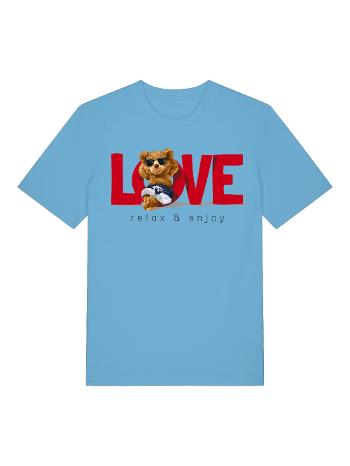 Love Teddy Relax and Enjoy 2.0 Front - Unisex Erwachsenen Bio Baumwolle Kurzarm Shirt Creator T-Shirt 2.0 ST/St SH