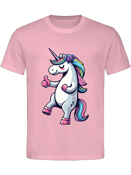 Heavy cotton t-shirt unicorn with thumbs up