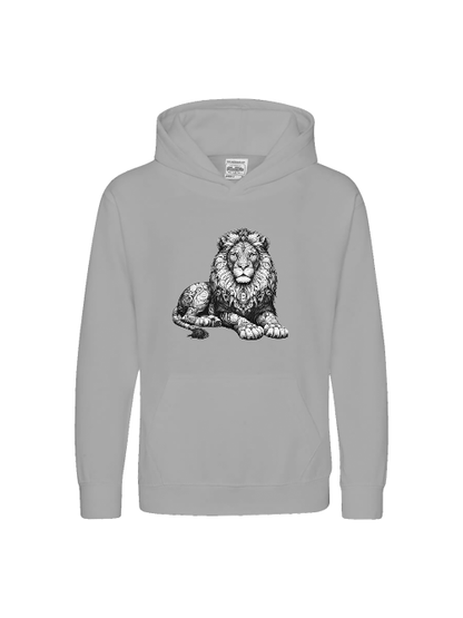 Sudadera con capucha Premium para niños Sweet Mandala Lion en gris