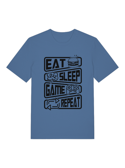 Eat Sleep Game Repeat Front - Unisex Erwachsenen Bio Creator T-Shirt SH