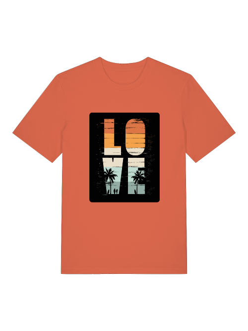 Retro Love Surfer Front - Unisex Erwachsenen Bio Baumwolle Kurzarm Shirt Creator T-Shirt 2.0 ST/ST SH