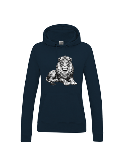 Girlie College Sudadera con capucha Mandala Lion en gris