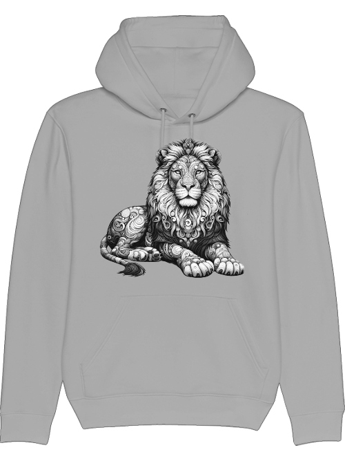 Cruiser hoodie mandala lion in gray