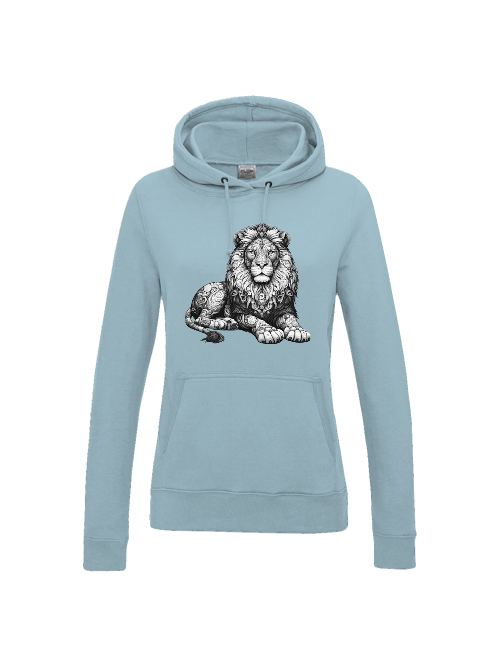 Girlie College Hoodie Mandala Löwe in grau