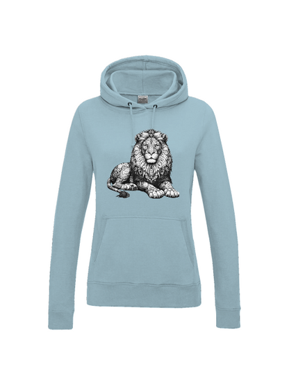 Girlie College Sudadera con capucha Mandala Lion en gris