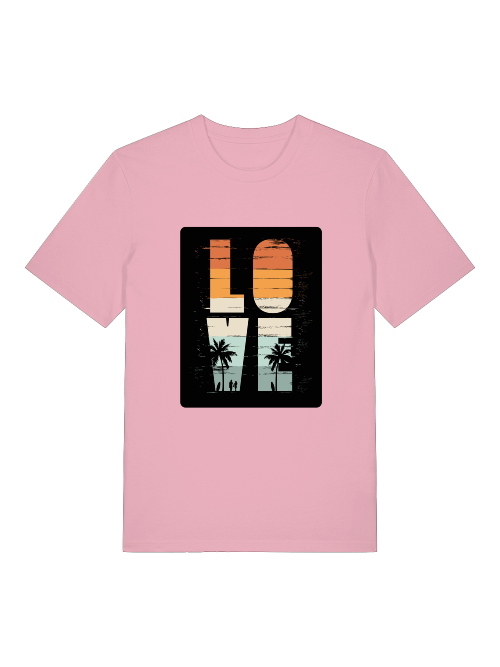 Retro Love Surfer Front - Unisex Erwachsenen Bio Baumwolle Kurzarm Shirt Creator T-Shirt 2.0 ST/ST SH