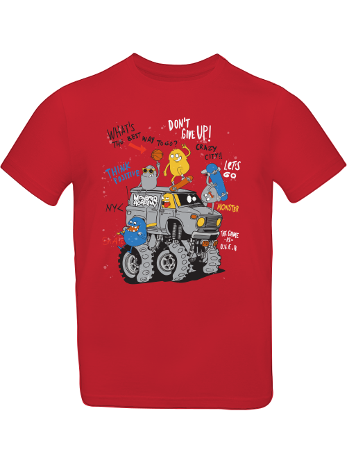 Camiseta de dibujos animados Monster Truck con amigos para niños