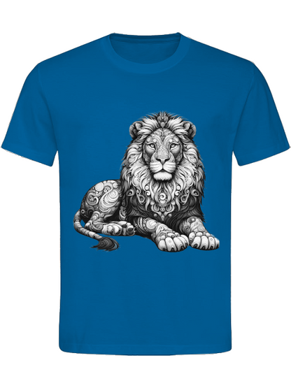 Camiseta de algodón pesado mandala león en gris