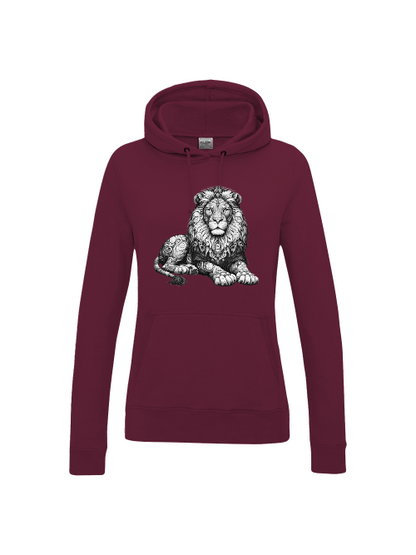 Girlie College Sudadera con capucha Mandala Lion en gris