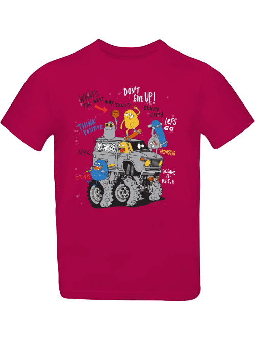 Camiseta de dibujos animados Monster Truck con amigos para niños