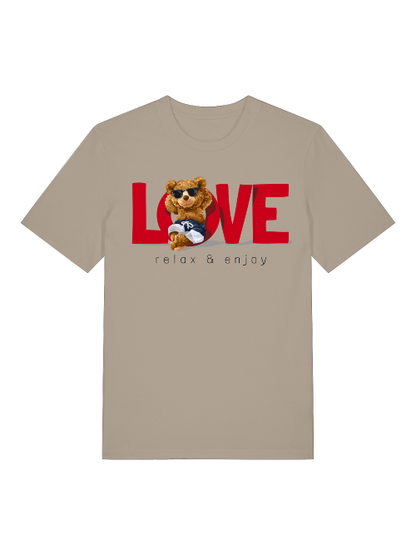 Love Teddy Relax and Enjoy 2.0 Front - Unisex Erwachsenen Bio Baumwolle Kurzarm Shirt Creator T-Shirt 2.0 ST/St SH