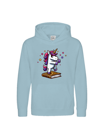 Unicornio bailando sobre un libro - Sudadera con capucha premium para niños SK