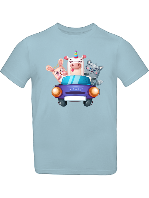 Cartoon Trio Schwein Hase Cat T-Shirt Kids SK